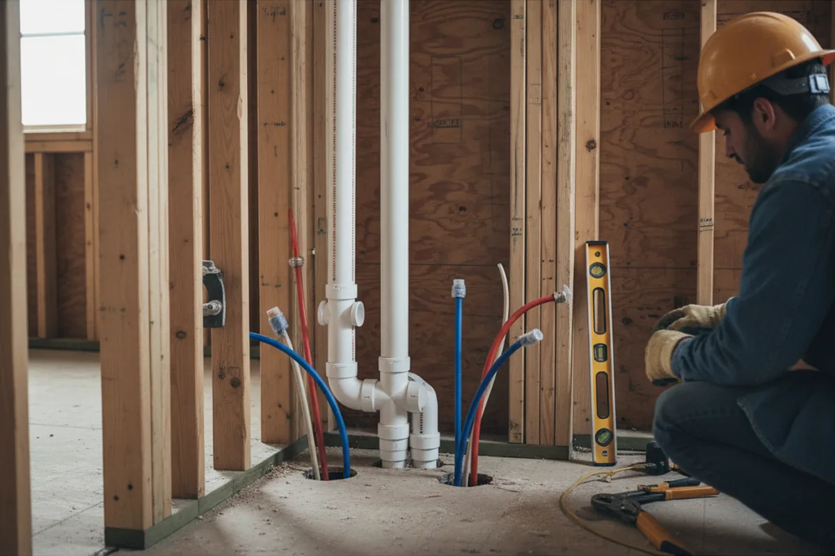 Drain and supply rough-in during Leak Detection in Cliffwood