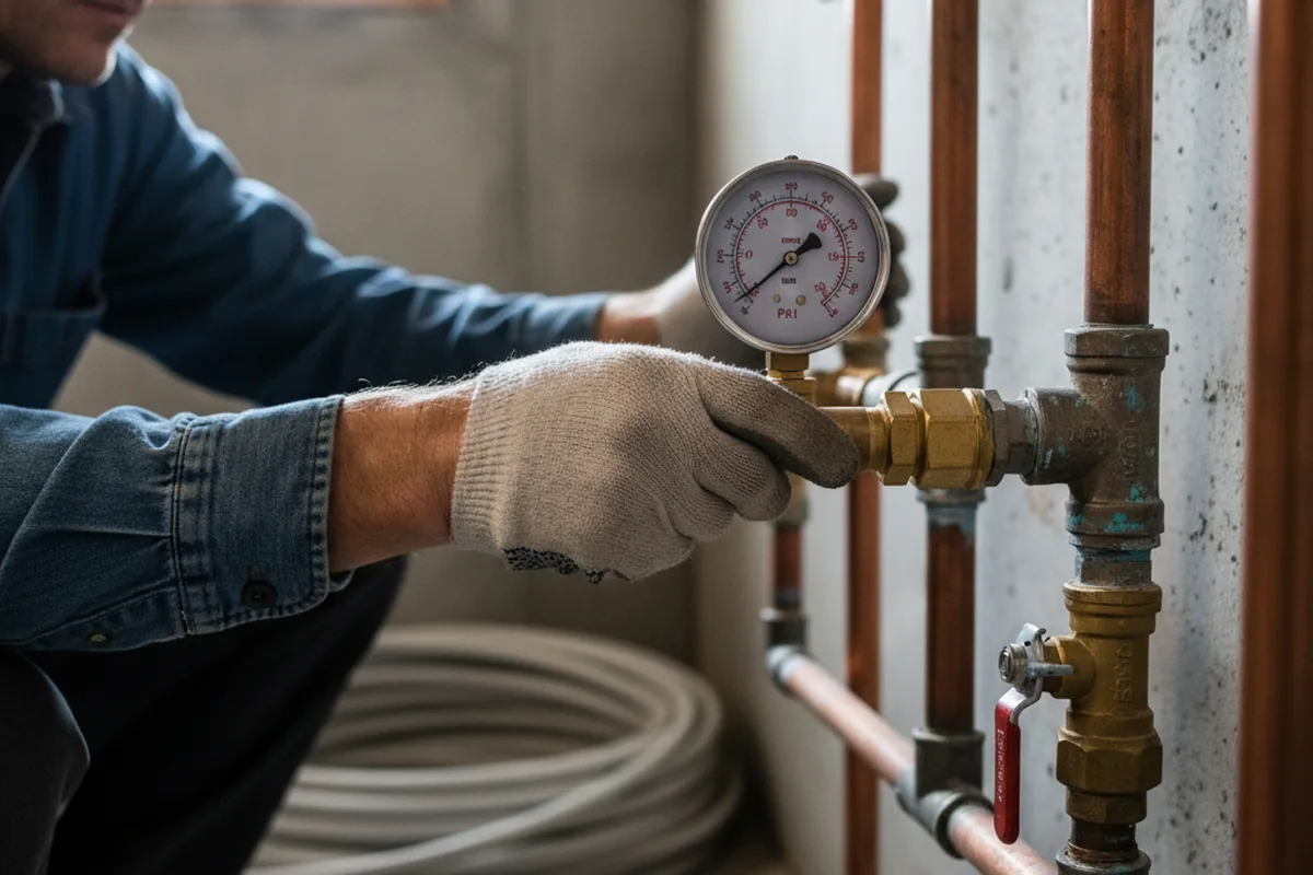 Pressure testing a repaired line during Water Line Repair in Cliffwood